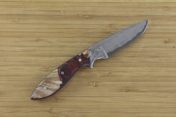 178mm Original Neck Knife, Damascus, Shokwood w/ Carbon Fiber- 73 grams