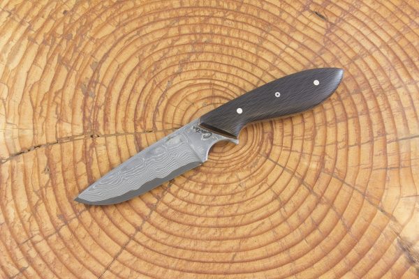 188 mm Perfect Neck Knife, Damascus, Blackwood Carbon Fiber - 94 grams