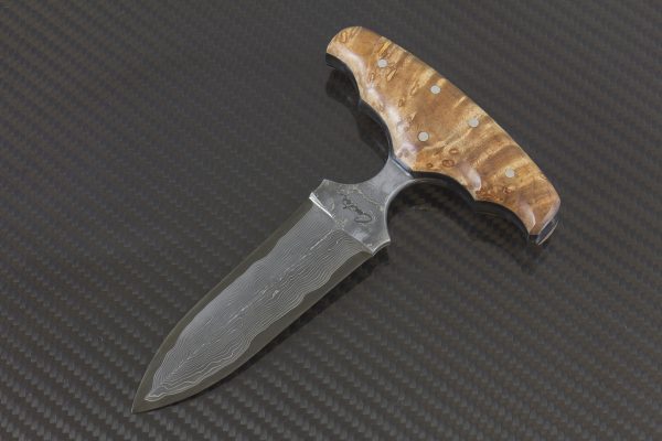 122mm Damascus Steel Push Dagger #1 - 138 grams