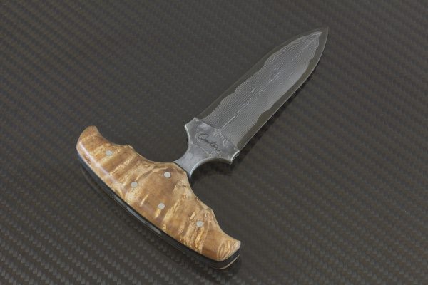 122mm Damascus Steel Push Dagger #1 - 138 grams