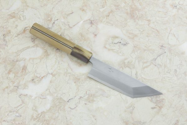 3.99 sun White Steel Kasumi Edo-saki Unagi-bocho #15, Traditional Handle w/ Inlay - 98 grams