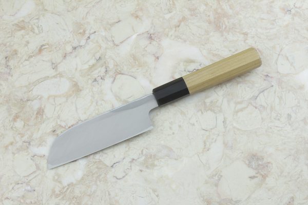 3.63 sun White Steel Kasumi Kamagata Usuba #6, Traditional Handle w/ Inlay - 80 grams