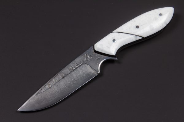 3.66" Carter #1883 White/Damascus Perfect Neck Knife